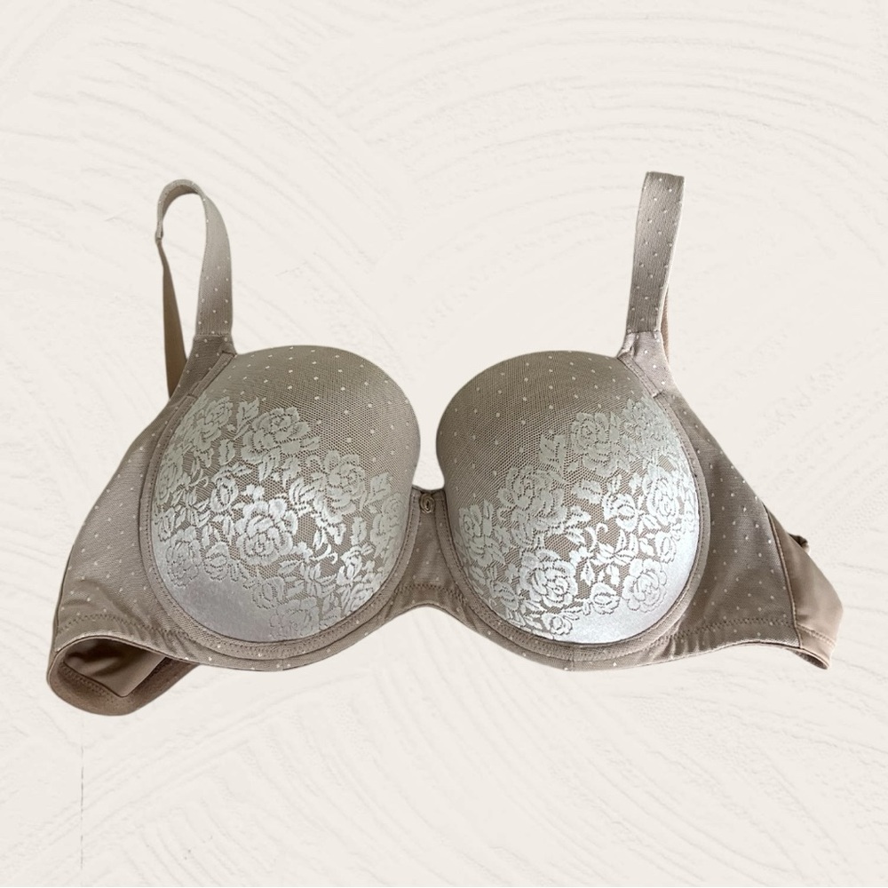 ◻️SOMA: Women’s size 38D, tan floral laced accent push-up bra, preowned◻️